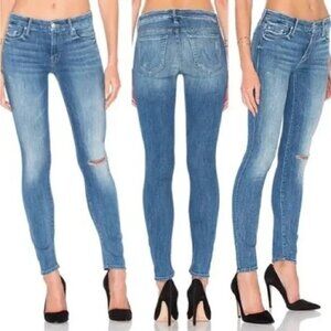 Mother Denim High Waisted Looker Jeans Blue Distressed Size 29